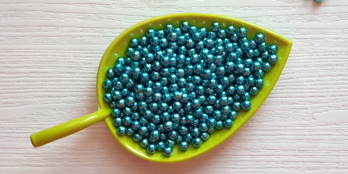 Choco Ball-Silver-Blue-4mm